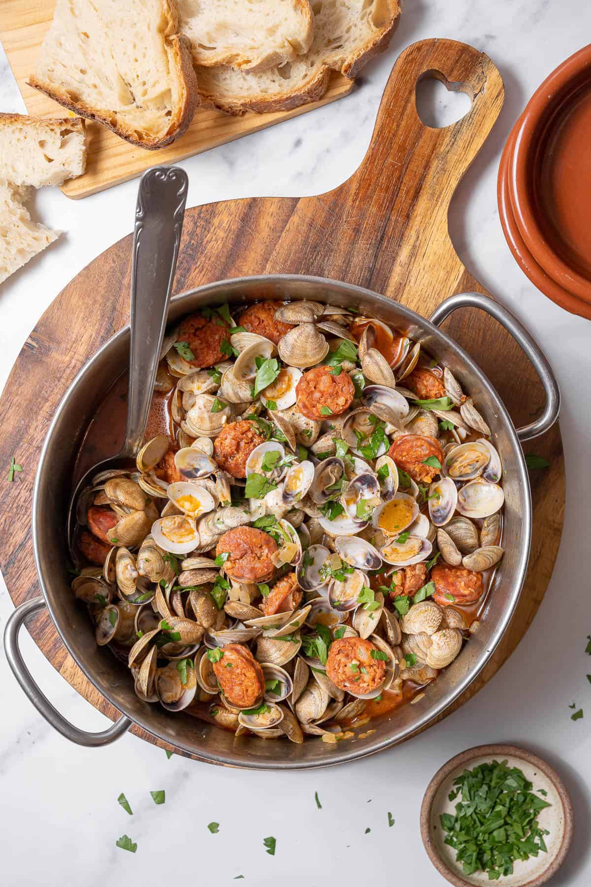 Spanish Sherry & Chorizo Clams